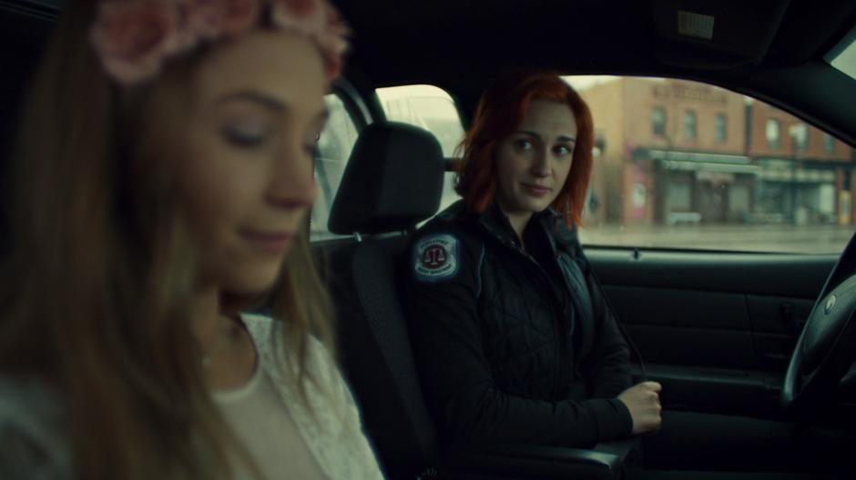 Nicole looks lovingly at Waverly as they talk in the car.
