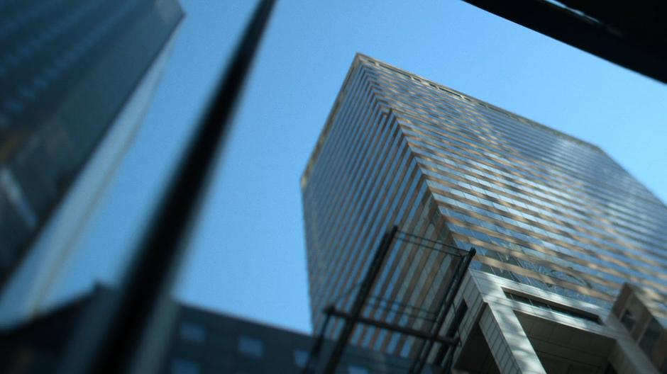 Establishing shot of the office building from the street.