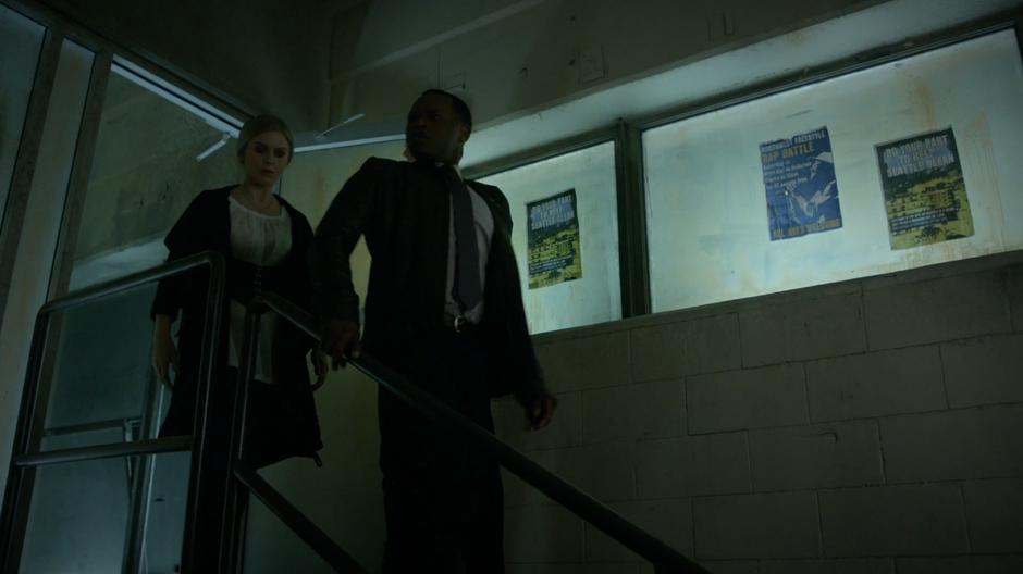 Liv and Clive walk into the underground zombie fight club.