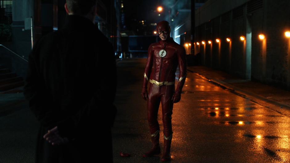 Barry smugly addresses DeVoe after destroying one of his satellites.