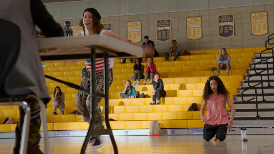 Molly prepares in the gym before her cheer audition.