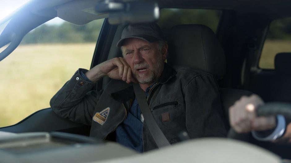 Peter Lockwood talks to his son from the passenger seat.