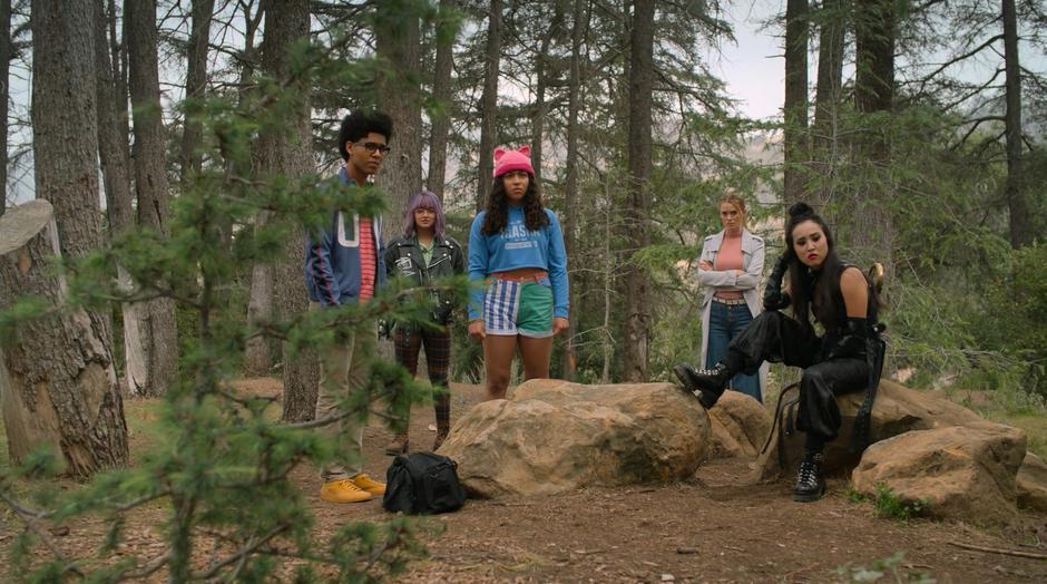 Alex, Gert, Molly, Karolina, and Nico watch as Chase walks off.