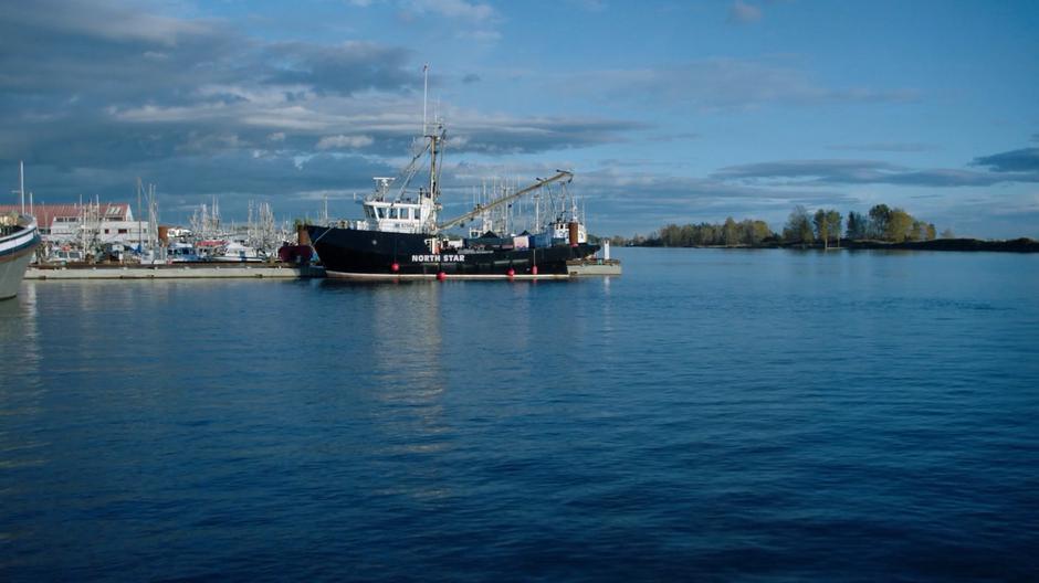 Establishing shot of the North Star sitting at the pier.