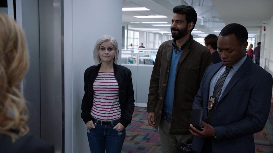 Liv, Ravi, and Clive talk to Nora Shaw about her late boss.