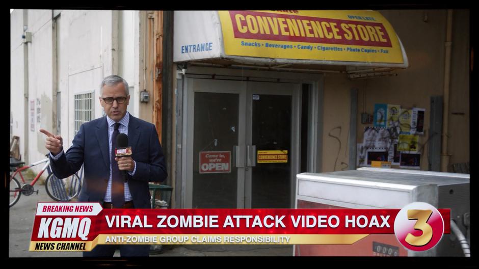 A news reporter talks about the fake attack.