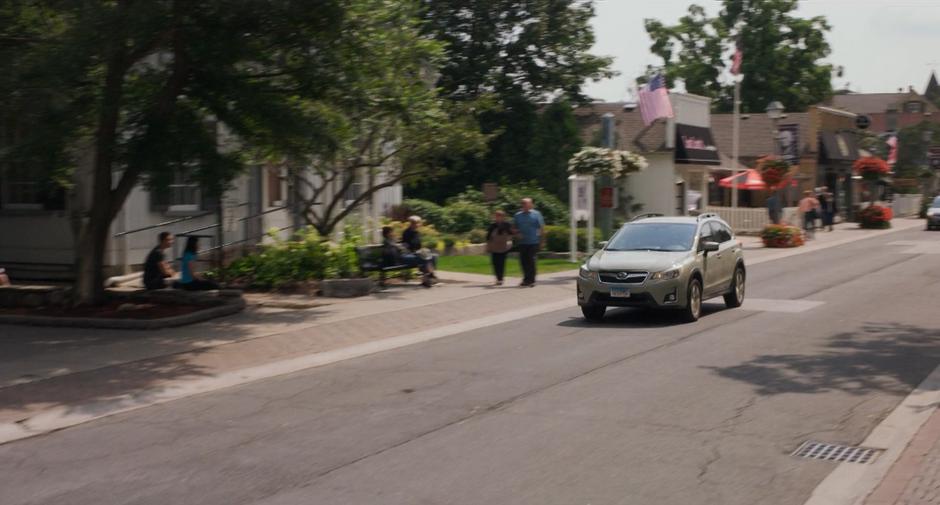 Stephanie drives through town.