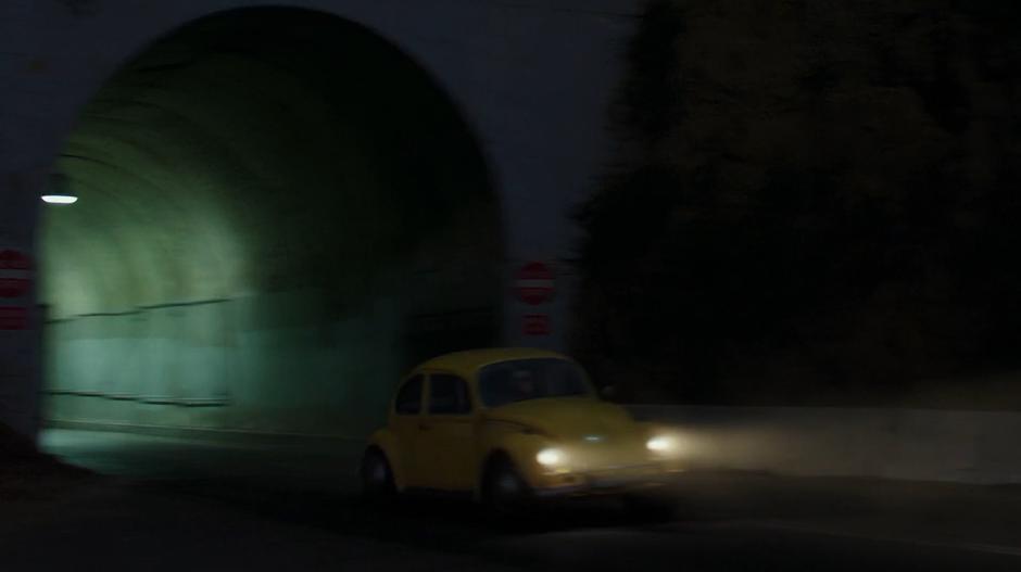 Bumblebee races out of the tunnel.