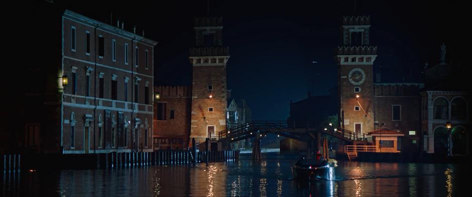 Fury drives Peter down the canal at night.