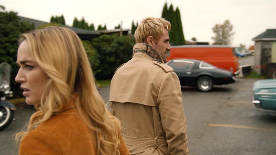 Sara and Constantine look around the parking lot for any signs of life.