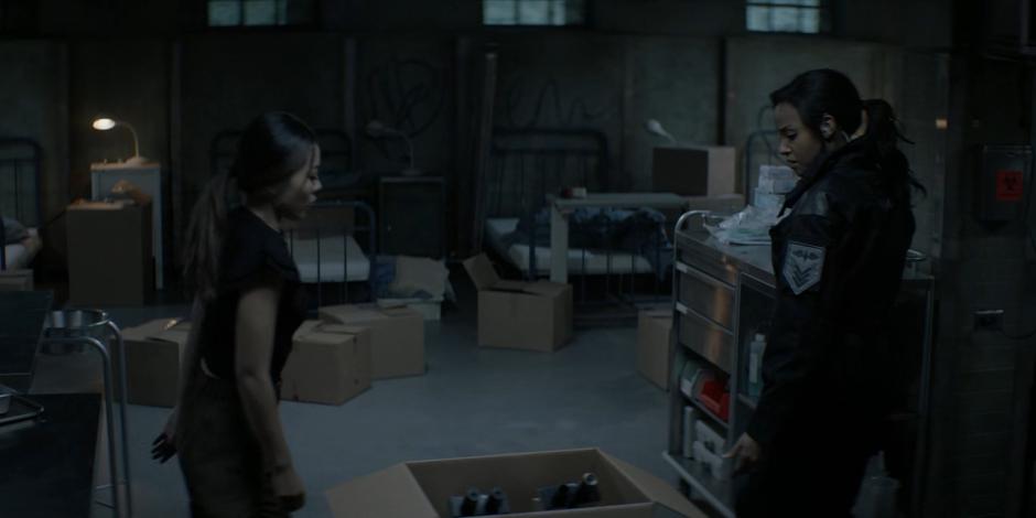 Sophie enters the clinic to find Mary packing up all of her equipment.