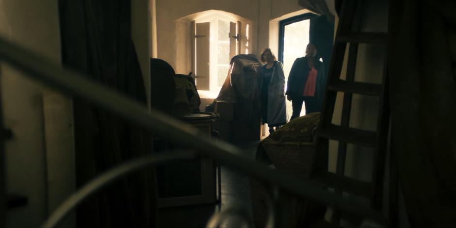 The Doctor and Ruth enter the disused lighthouse.