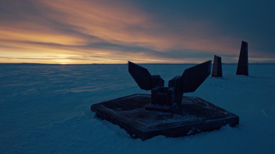 The Angel's throne sits in the Garden at sunrise.