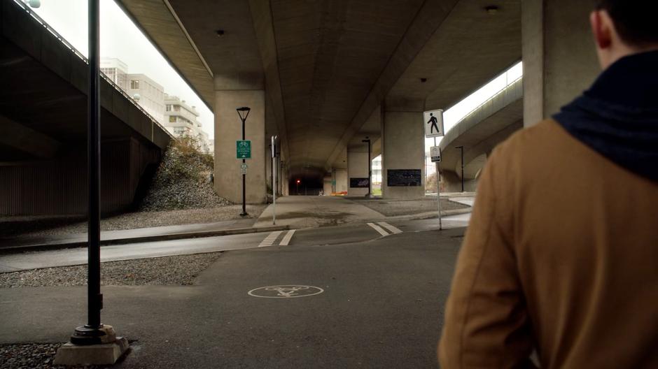 Barry finds a street and overpass where his parents' graves should be.