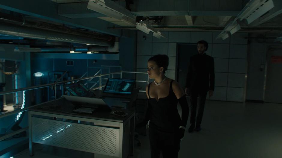 Jordan follows Maggie as she rushes through the test room.