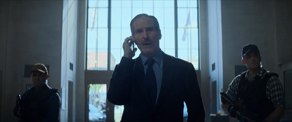 Secretary Ross answers a phone call from Natasha.