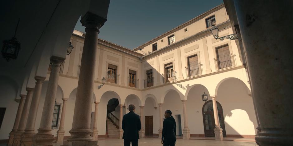 Mary approaches Father Vincent in the courtyard to figure out whether he is really giving up.