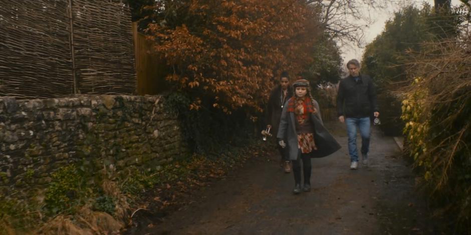 Yaz and Dan talk while following Peggy back into town.