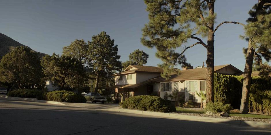 Establishing shot of the exterior of the house.