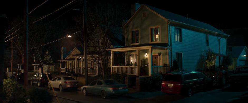 Establishing shot of the Khan house at night.