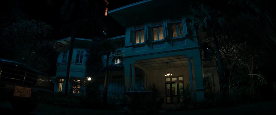 Establishing shot of the house at night.