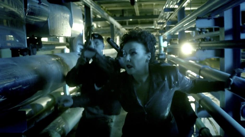 Madame Kovarian and her soldiers are shaken by the attack on the station.