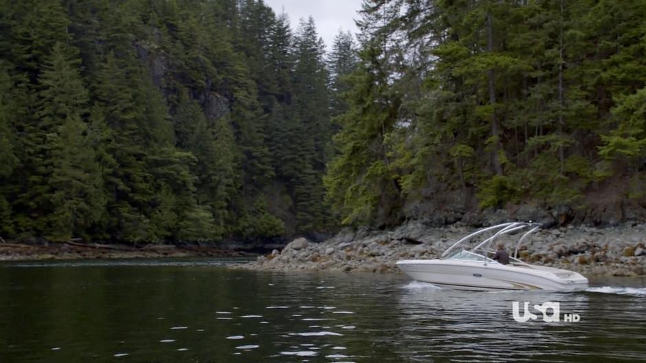 Pierre Despereaux speeds past a island.