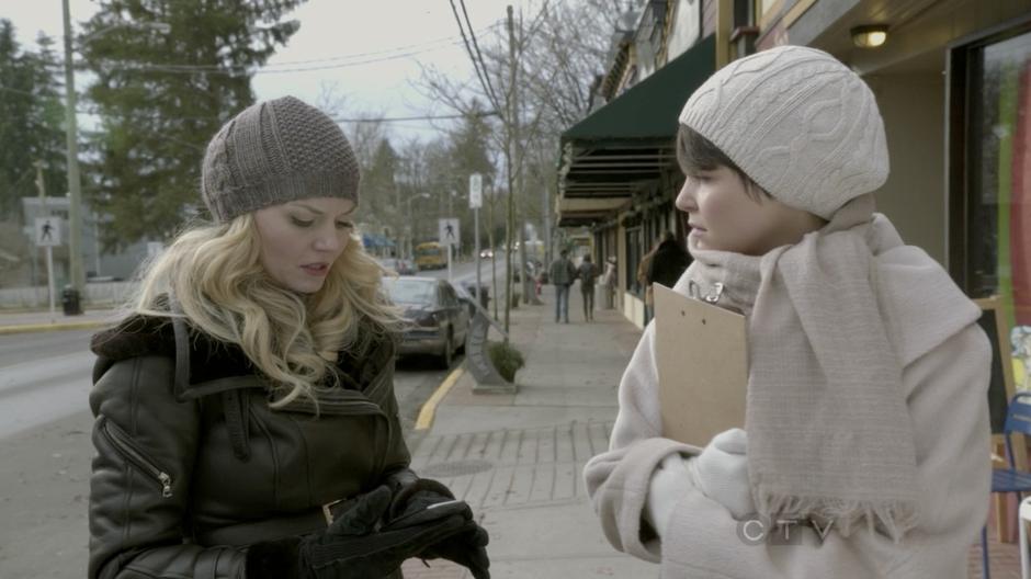 Emma receives a phone call about Kathryn Nolan's car after talking with Mary Margaret.