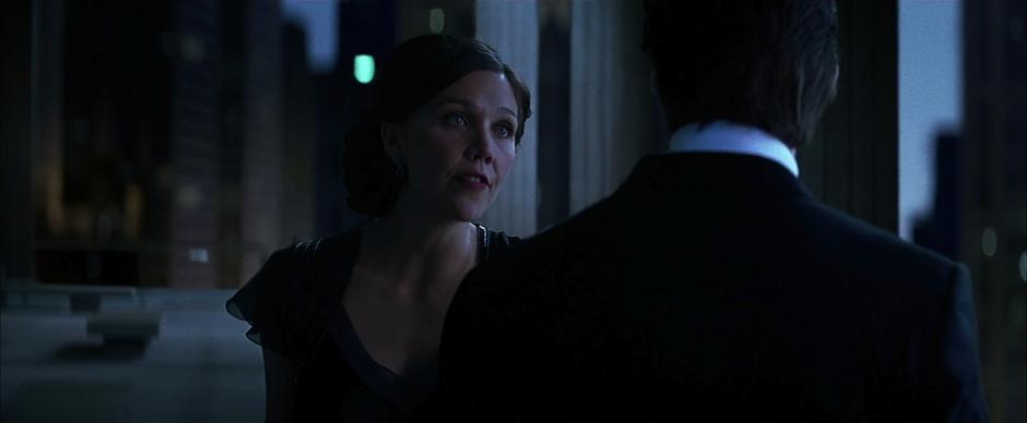 Rachel Dawes talks to Bruce about Batman.