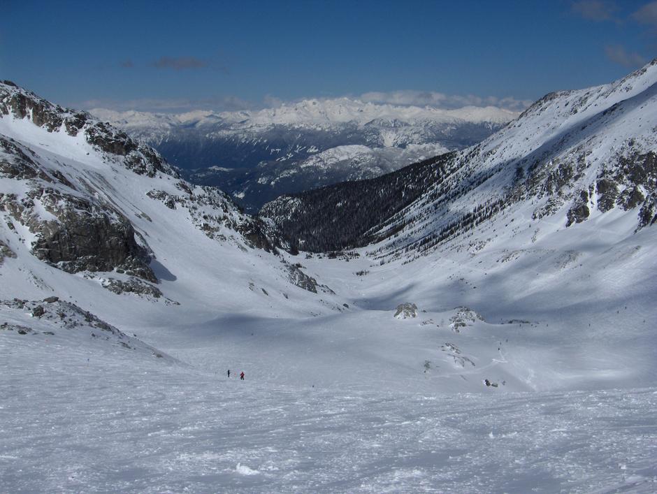 Looking down the Blackcomb Glacier towards the valley.