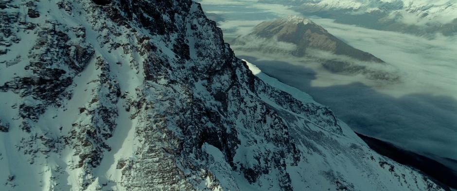 Establishing shot of the mountains above Moria. Just to the south of Mount Earnslaw looking towards Paradise.