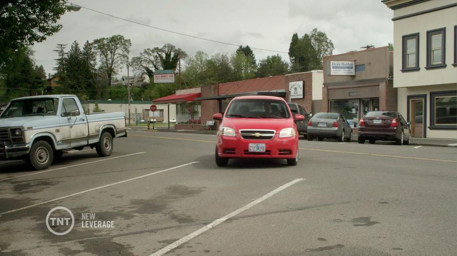 Gabe Erickson pulls into a parking spot in front of his bookshop.