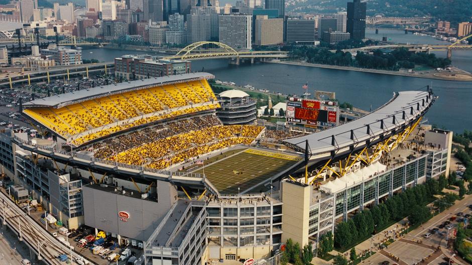 Establishing shot of the stadium while the Rogues play.