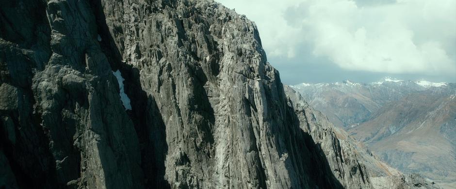 A view of the steep cliffs high in the mountains where the tombs are located.