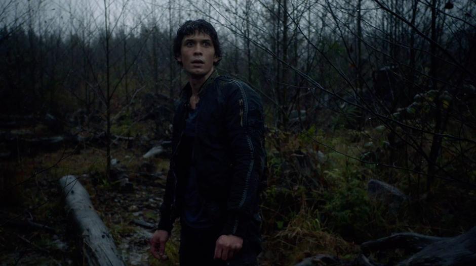 Bellamy looks at the hallucination of Jaha.