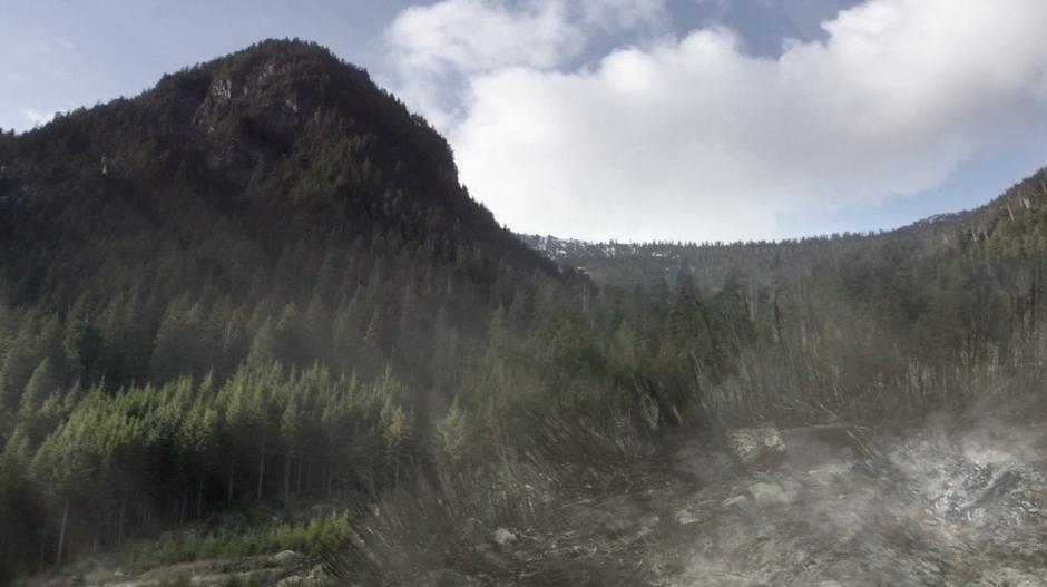 The mountains above the dropship crash site.