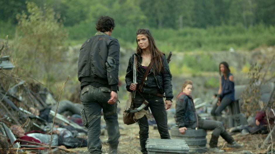 Octavia watches Finn and Murphy depart.