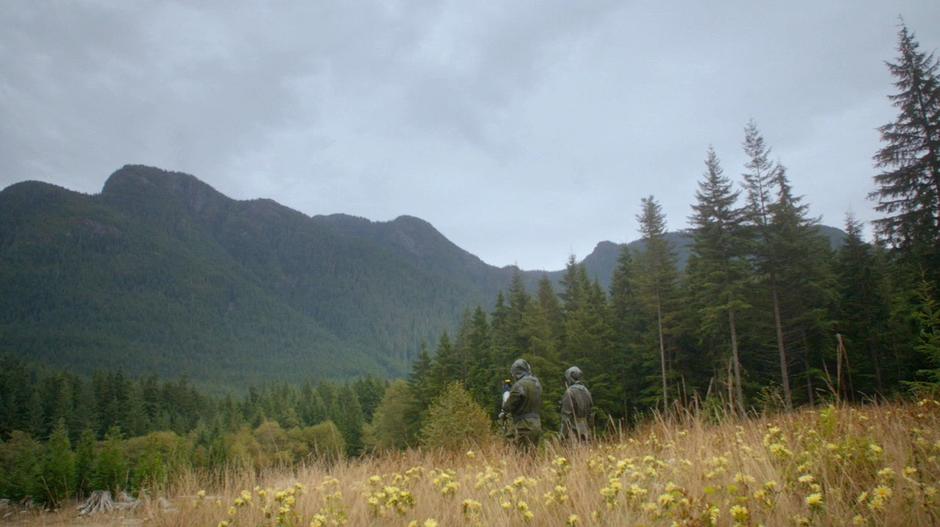 President Wallace and his son enjoy the world outside the mountain.