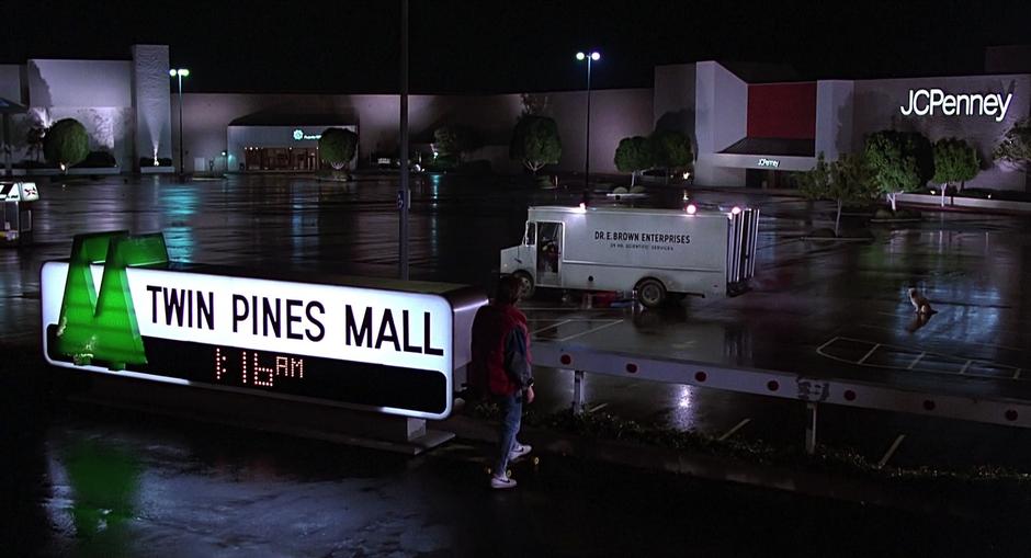 Marty goes to meet Doc at Twin Pines Mall.