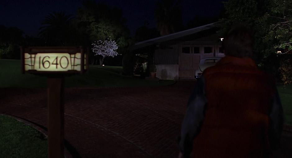 Marty arrives at Doc Brown's house in 1955.