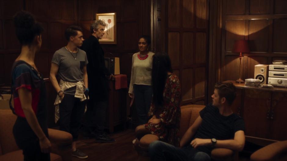 Shireen walks back into the lounge and lets everyone know that the landlord just sort of disappeared.