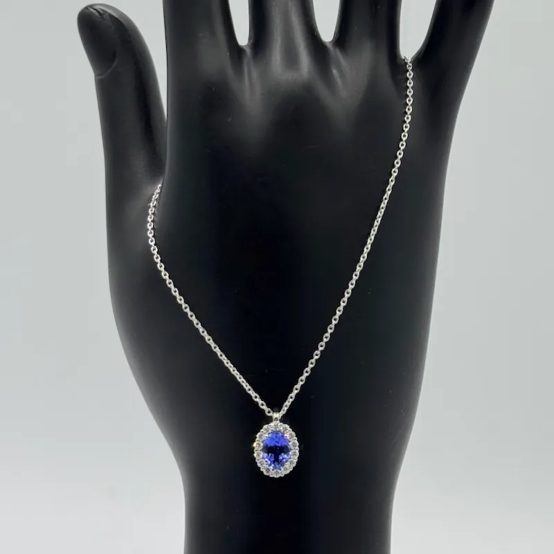 Girocollino in oro bianco con Tanzanite e Diamanti