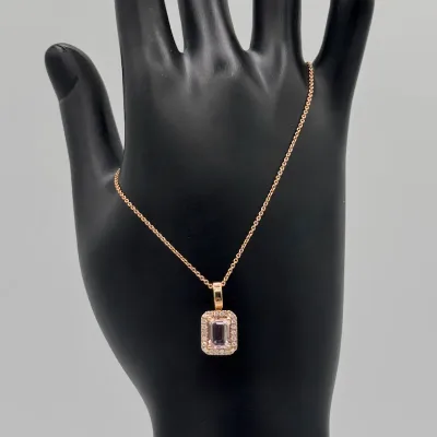 Girocollino in oro rosa con Morganite e Diamanti