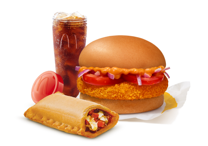 McAloo Tikki Burger + Veg Pizza McPuff + Coke