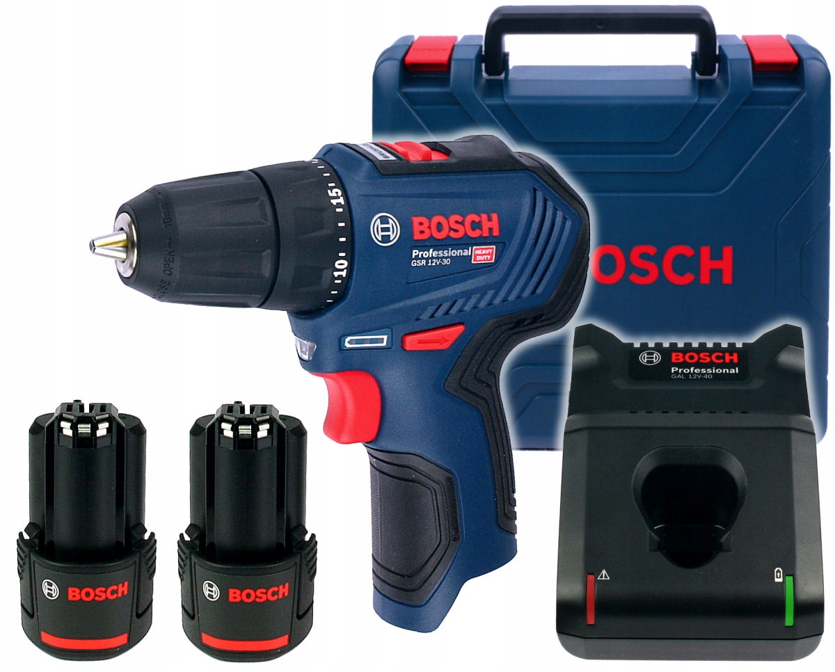 Product: BOSCH GSR12V-30 Wiertarko-wkrętarka 12V 2x akumulator 2.0Ah + walizka