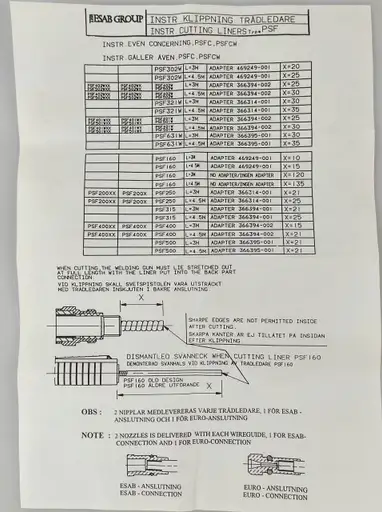 Product: ESAB 366549882 PROWADNIK DRUTU SPIRALA 3m 0,6-0,8