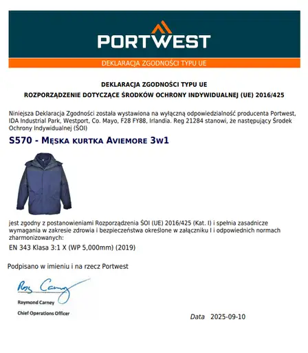 Product: kurtka zimowa wysoce Wodoodporna wiatroszczelna kurtka 3w1 odpinany polar M PORTWEST 