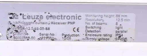 Product: LEUZE VARIO IVBR/4-12.5-88-00-S8 50107888-00 light curtain receiver PNP