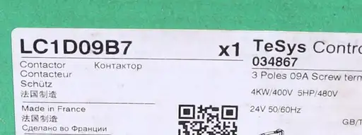 Product: SCHNEIDER LC1D09B7 034867 ! NEW !