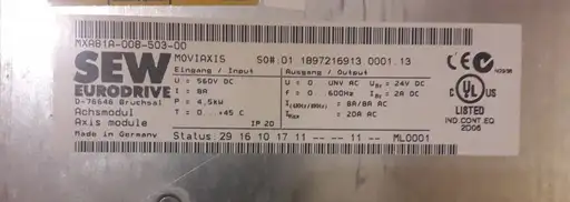 Product: Falownik SEW MOVIAXIS MODUŁ OSI MXA81A-008-503-00 4,5kW 8A 560VDC